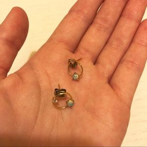 Anthropologie Gold Round Stud Earrings